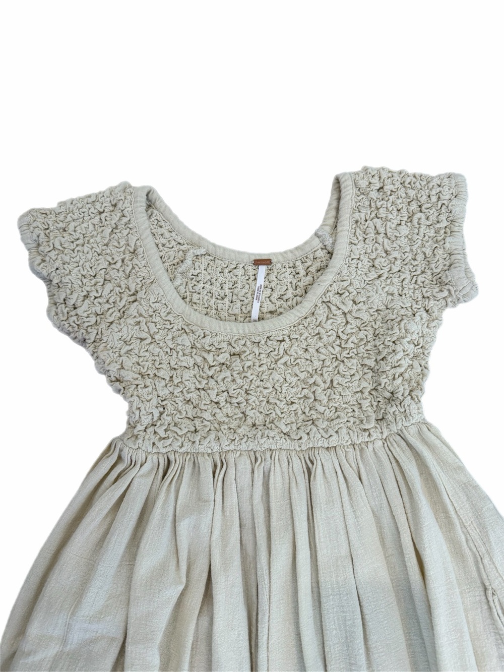 Free People Cream Smocked-Top Midi Dress - Size XS - Picture 4 of 8